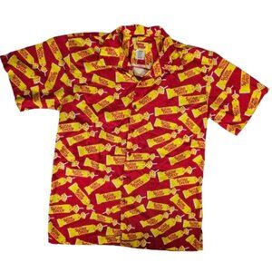 Sugar Daddy Candy Red Yellow Short Sleeve Button Front Shirt Men's Size L 36-38